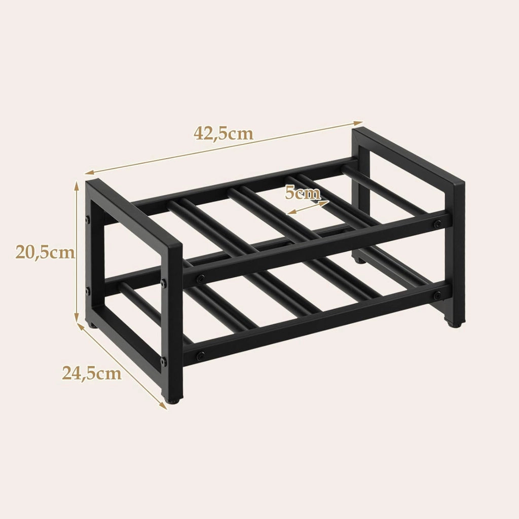 Portabottiglie per Vino in Metallo, Scaffale per Vino 8 Bottiglie con Piedini Regolabili e Superficie Antiruggine, per Cucina, Sala da Pranzo, Cantina, 42,5 x 24,5 x 20,5 cm