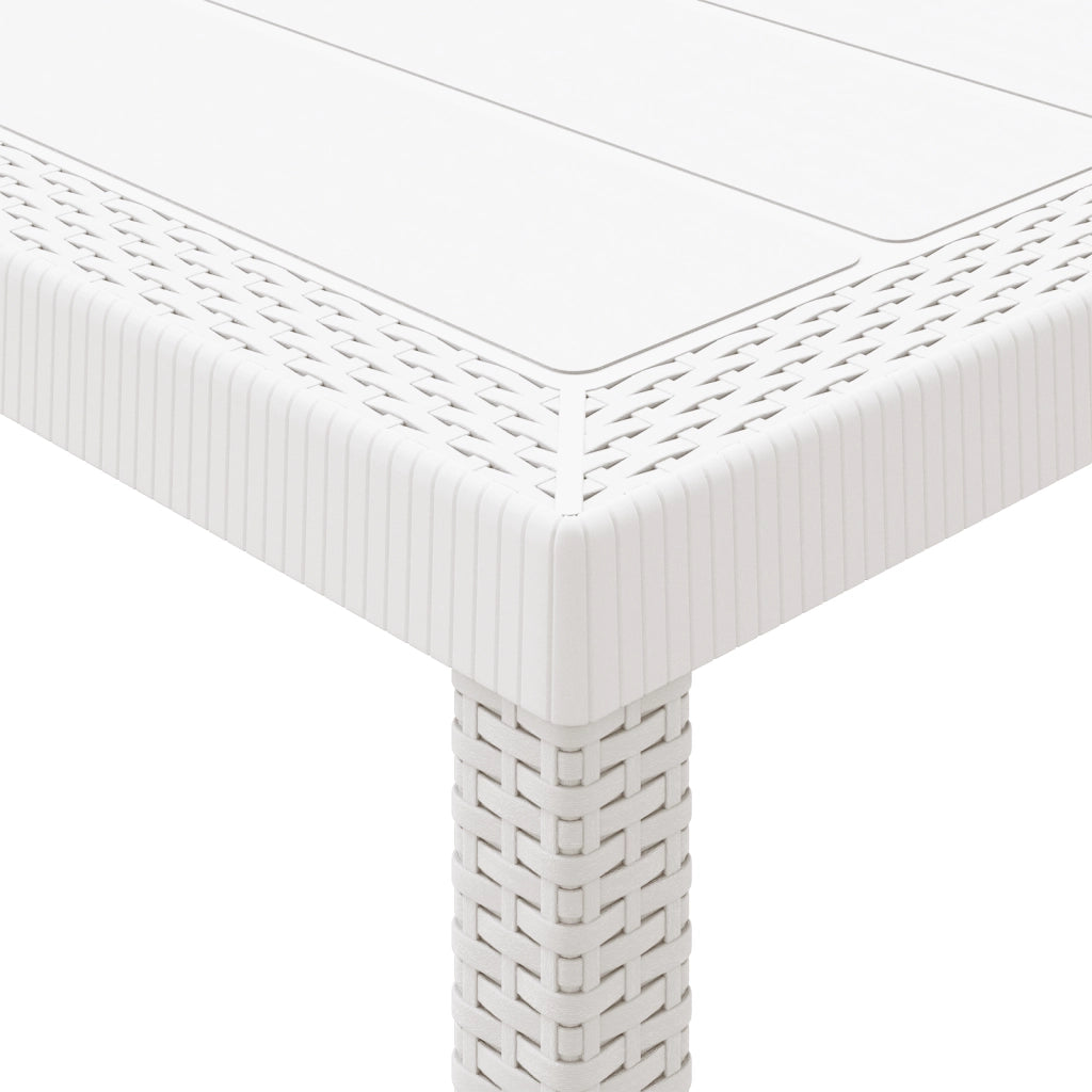 Set pranzo giardino 13 pezzi con cuscini polyrattan bianco
