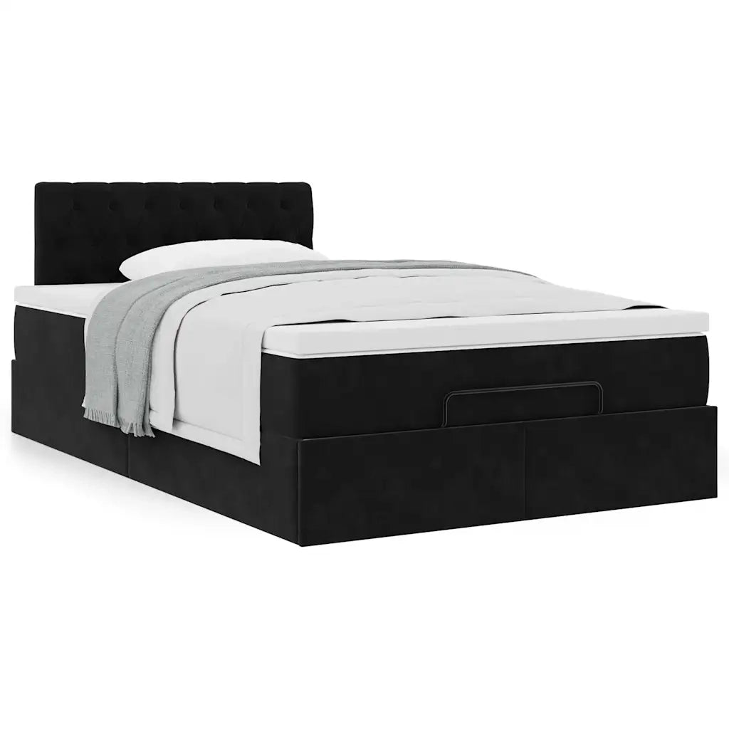 Pouf Letto con Materasso Nero 120x190 cm Velluto 3311833