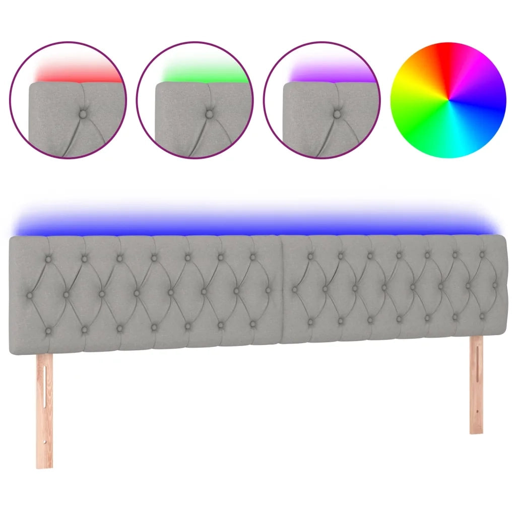 Testiera a LED-Testata con LED Grigio Chiaro 200x7x78/88 cm in Tessuto