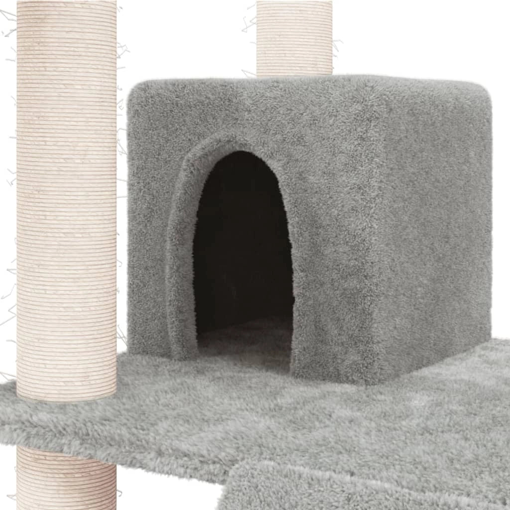 Tiragraffi per gatti torre per arrampicata giocattolo piattaforma per arrampicata con tiragraffi in sisal leggero 83 cm grigio 02_0022621