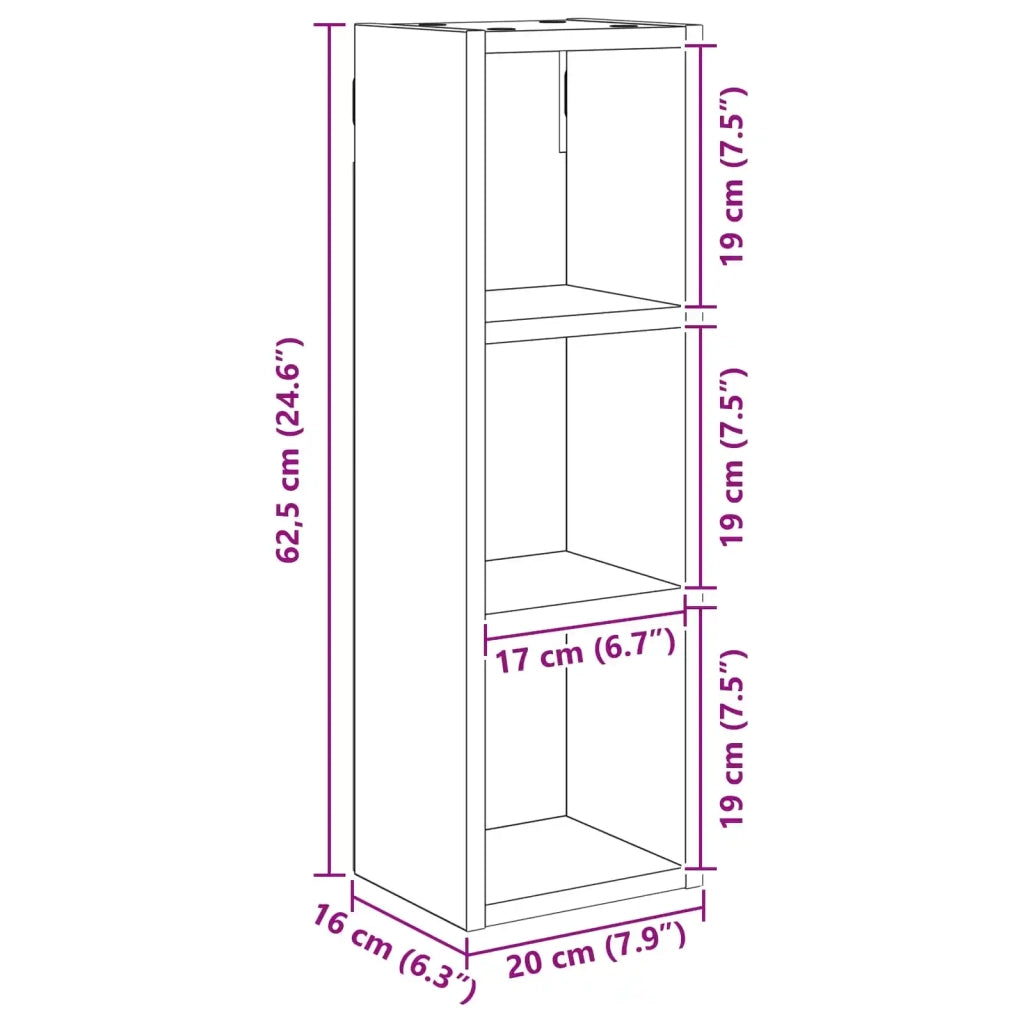 Armadio da bagno a muro Sonoma grigia 20 x 16 x 62,5 cm 889308