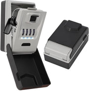 Safello con codice combinato e illuminazione - Cassetto per chiavi robusto per esterno, realizzato in lega di alluminio, resistente alle intemperie e impermeabile, grande cassetto per chiavi per casa, garage, ufficio e scuola