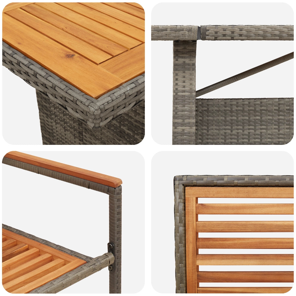 Set da Pranzo da Giardino da 11 Pezzi Grigio Polyrattan Acacia