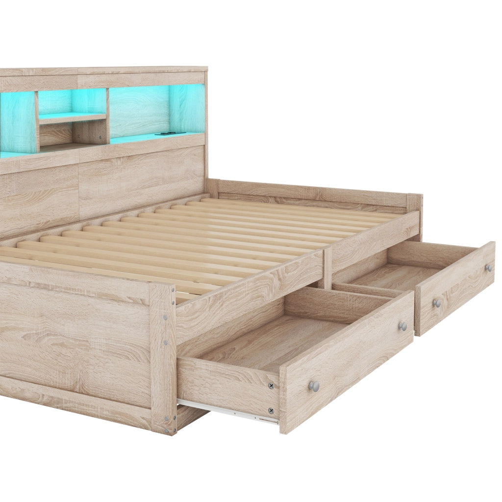 LETTO da giorno 90x200 cm in pannello di legno colore naturale