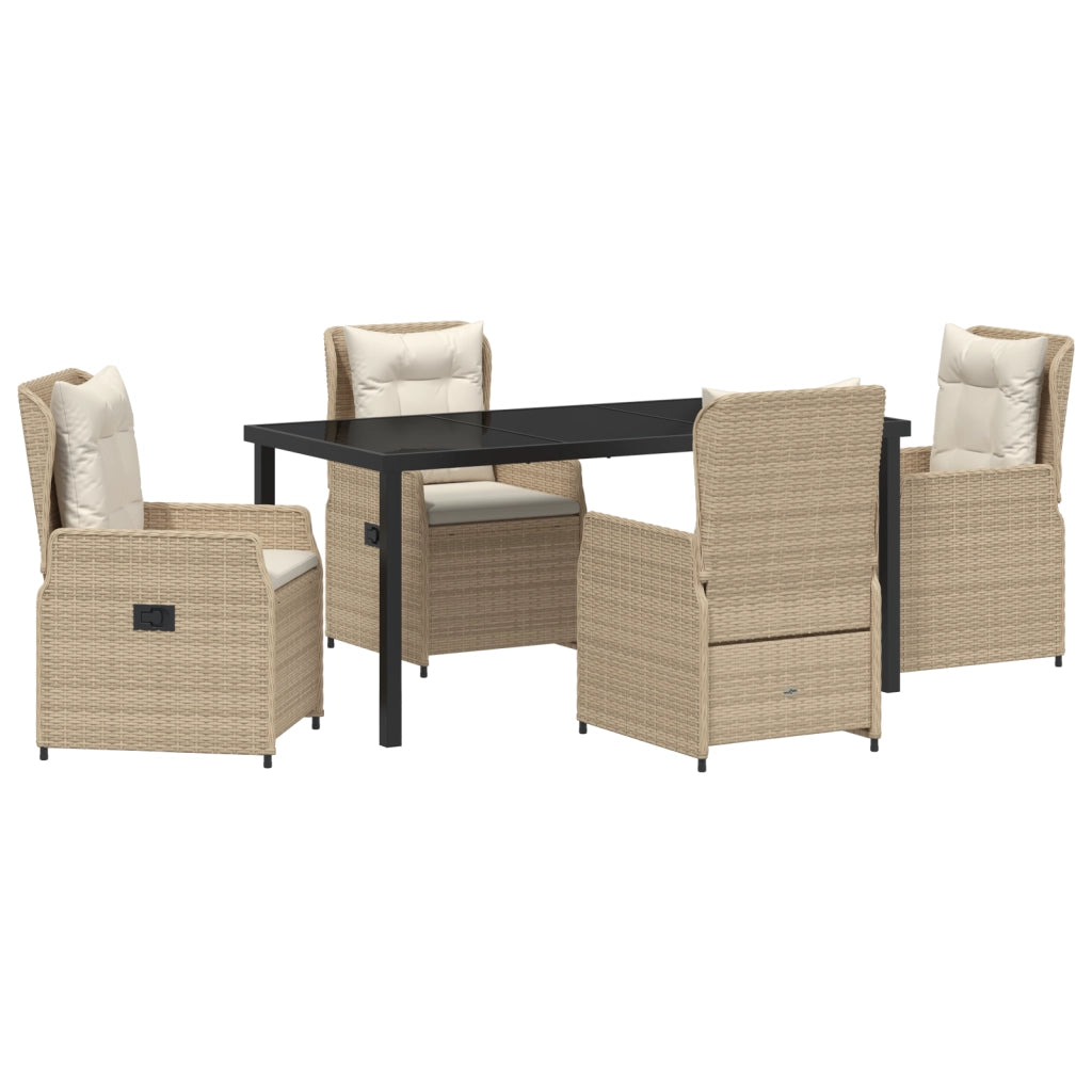 Set da Pranzo da Giardino da 5 Pezzi in Rattan Beige