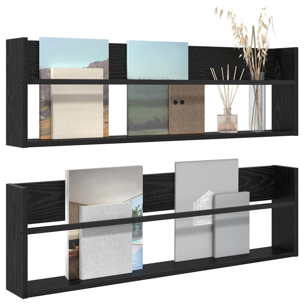 Scaffale per riviste 2 pz Rovere Nero 100 x 12 x 30 cm CFW8754931