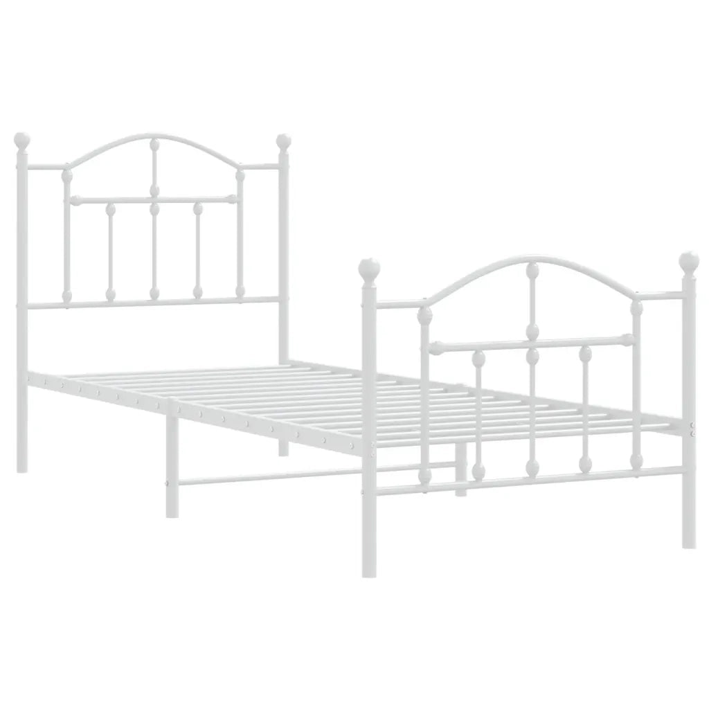 Giroletto con Testiera e Pediera-Struttura Letto Metallo Bianco 80x200 cm 719118