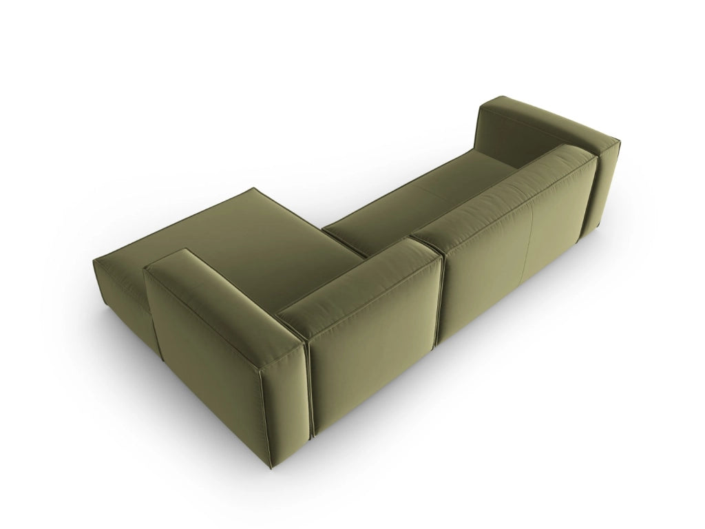 Cosmopolitan Design - Divano angolare destro "Mackay" 4 posti in velluto verde chiaro 
