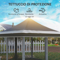 Gazebo da Giardino Pop Up 357x357x310 cm Altezza Regolabile e Zanzariere Grigio Scuro