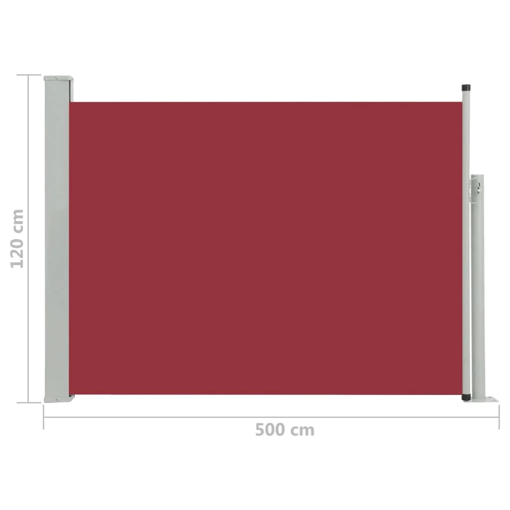 Tenda da sole laterale retrattile/schermo privacy per patio giardino terrazza balcone 120 x 500 cm rosso 02_0007225