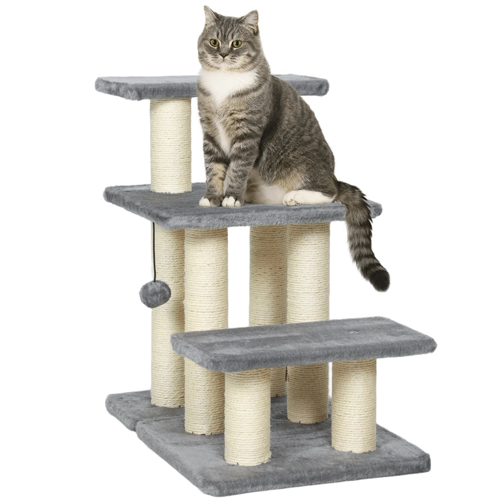 Scala per Gatti 3 Livelli Regolabile con Riscatore ¨C Zephmum ¨C Grigio 52x34,5x54 cm