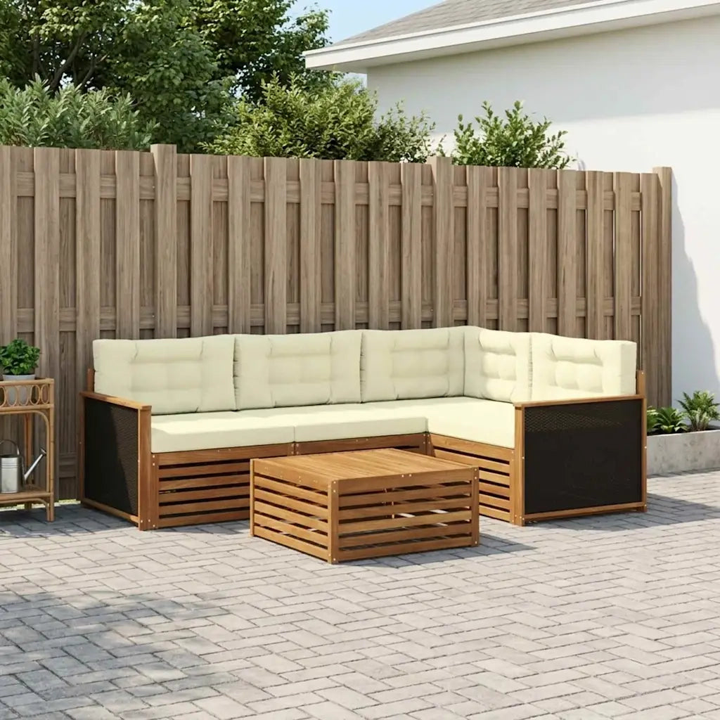 Set di divani da esterno 5 pcs Naturale e Crema 79 x 79 x 37 cm