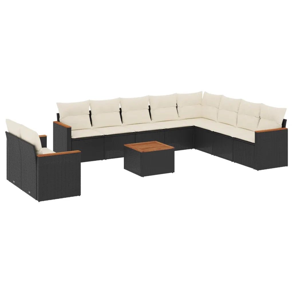 Set Divani da Giardino 11 pz con Cuscini in Polyrattan Nero 3226119