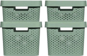 Dozzina con schema a griglia 2x (11L+17L) e coperchio, verniciata di verde oliva, dozzina di archiviazione