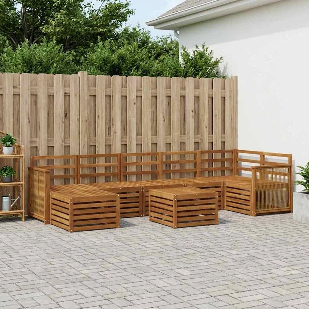 Set di divani da esterno 7 pz Naturale Legno di Acacia Massello 3384655