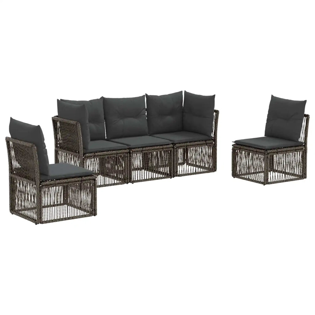 Set Divano da Giardino 5 pcs Grigio polyrattan 3434153
