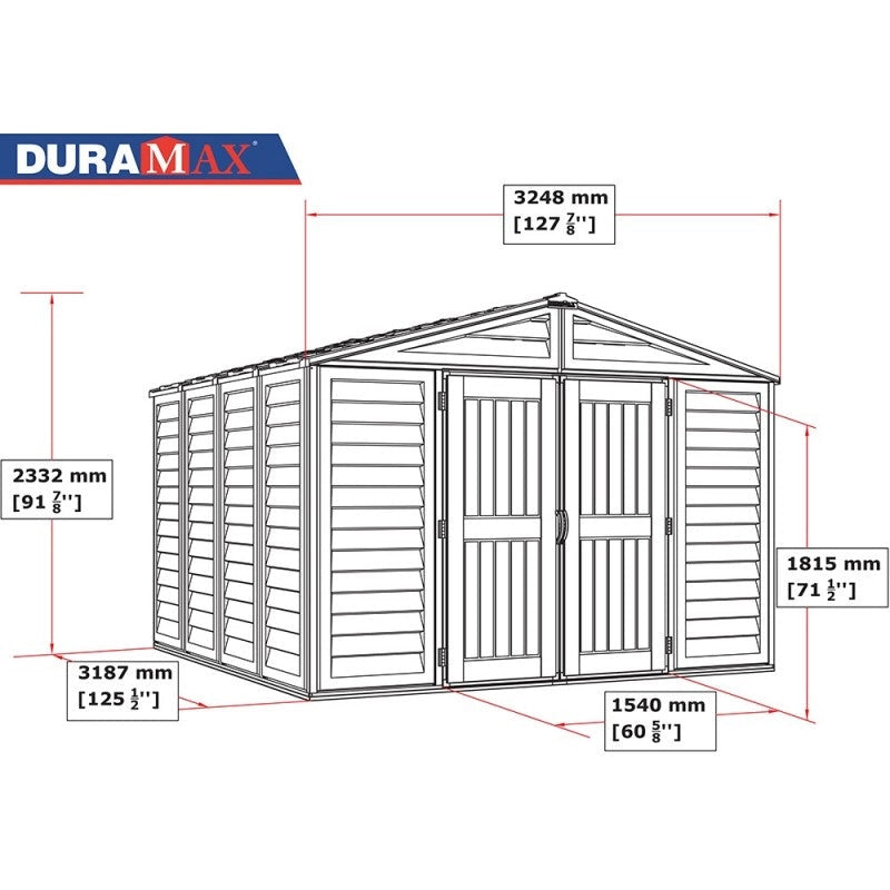 Casetta Box da Giardino 325x319x233 cm in PVC Avorio/Marrone
