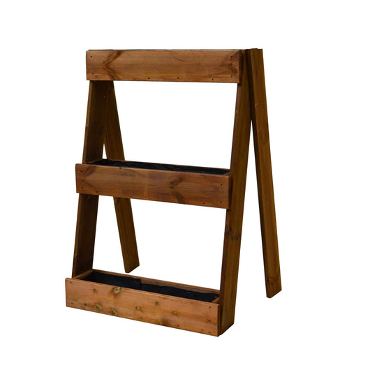 Orto Verticale Inclinato 3 Livelli 71x16,5x100 cm Ortolegno Balcony in Legno di Pino color Castagno