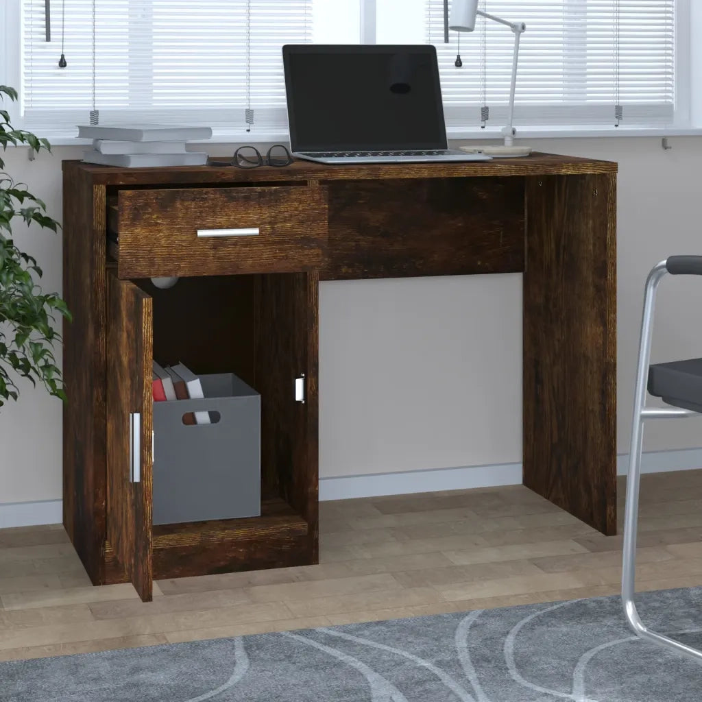 Scrivania Cassetto rovere fumo 100x40x73cm Legno Multistrato 342656