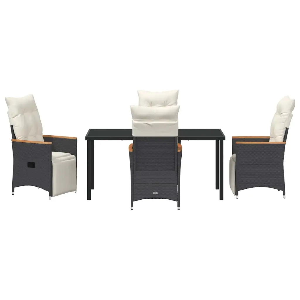 Set da Pranzo per Giardino con cuscino 5 pcs Nero polyrattan 3379614