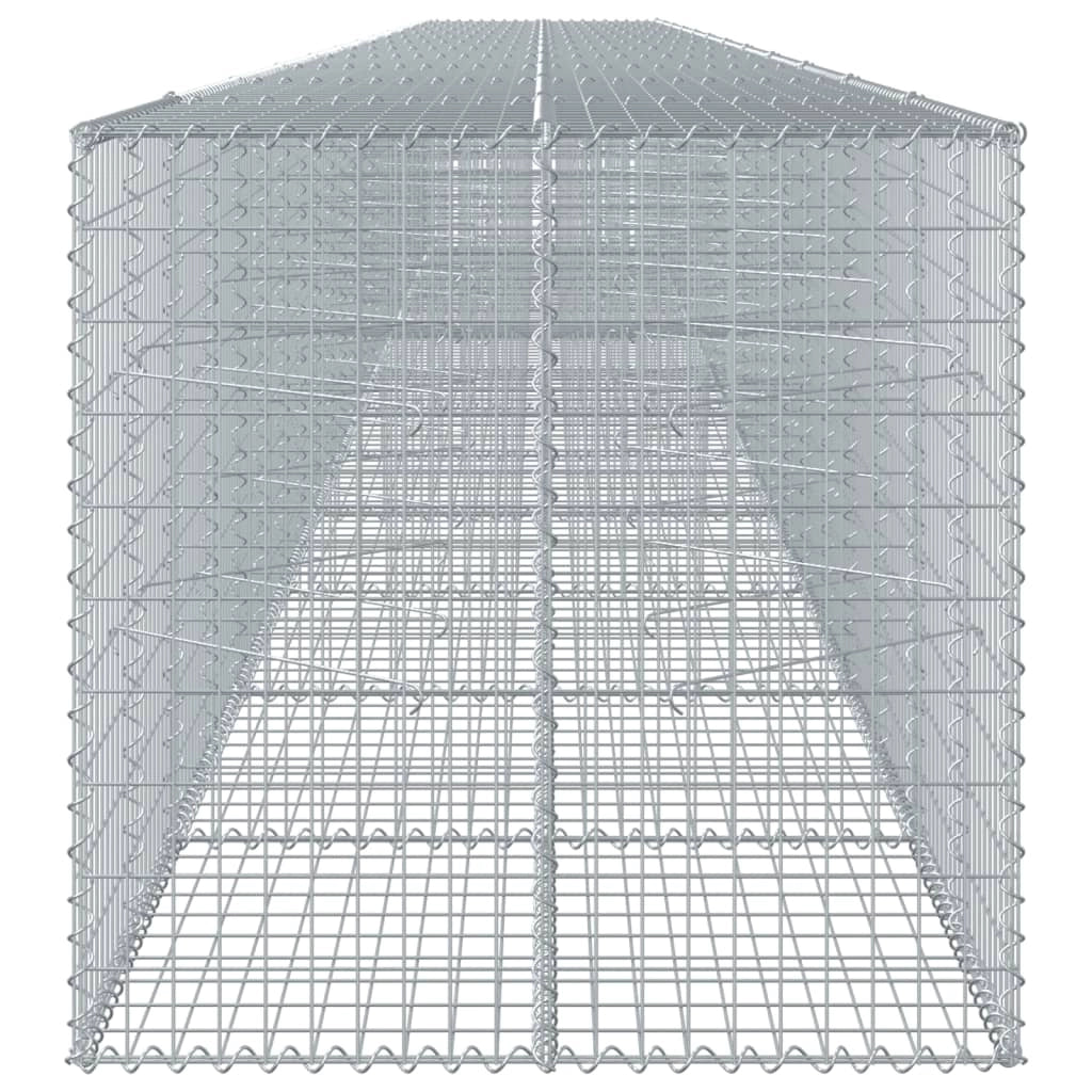 Gabbione recinto a gabbia muro di contenimento con coperchio 1200 x 100 x 100 cm ferro zincato argento 02_0040130