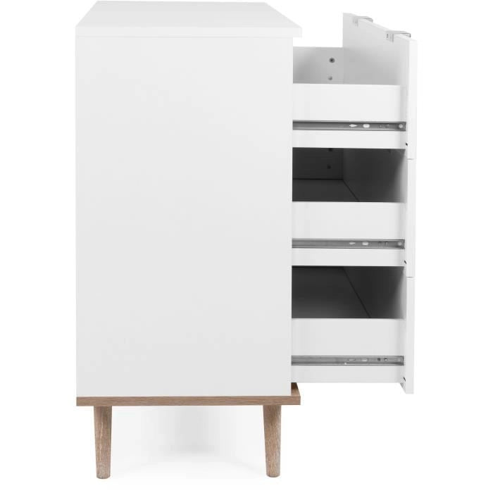 Gteborg Chest of Cassers - 3 cassetti - decorazioni in quercia bianca Sonoma - Scandinavo - L 79,8 x d 40 x H 86,5 cm