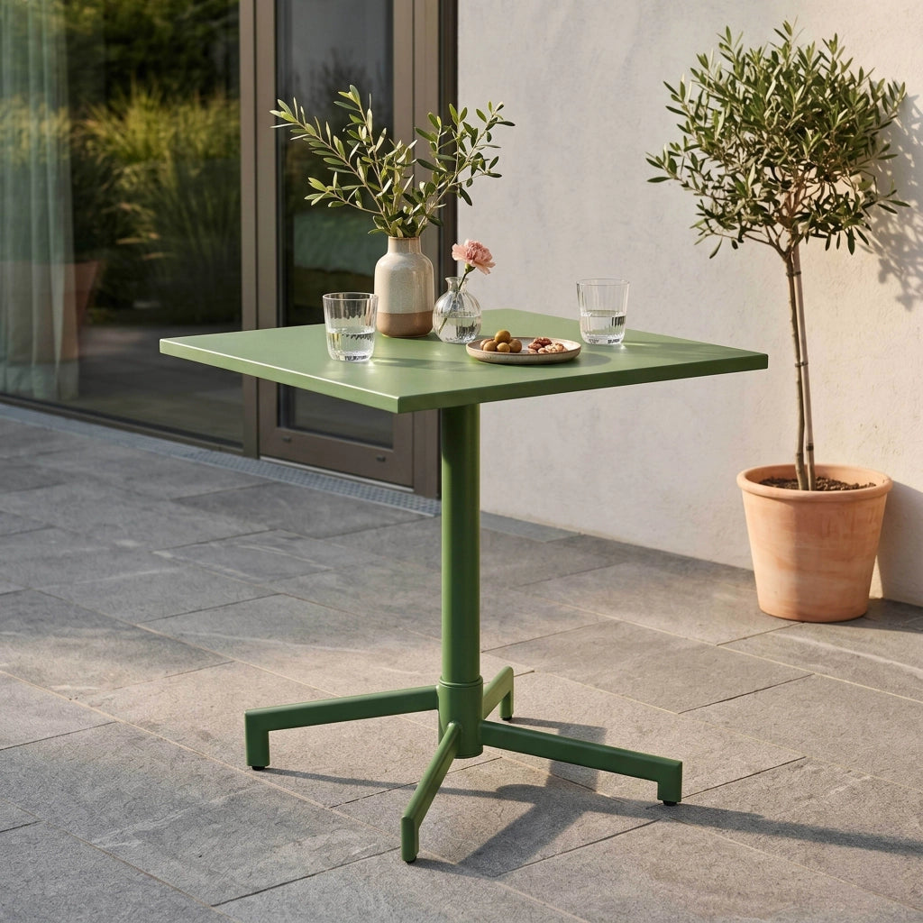 Oviala - Tavolo da giardino bistrot quadrato con piano pieghevole verde cactus