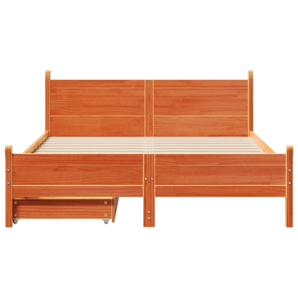 Letto senza Materasso Marrone Cera 160x200 cm in Legno di Pino