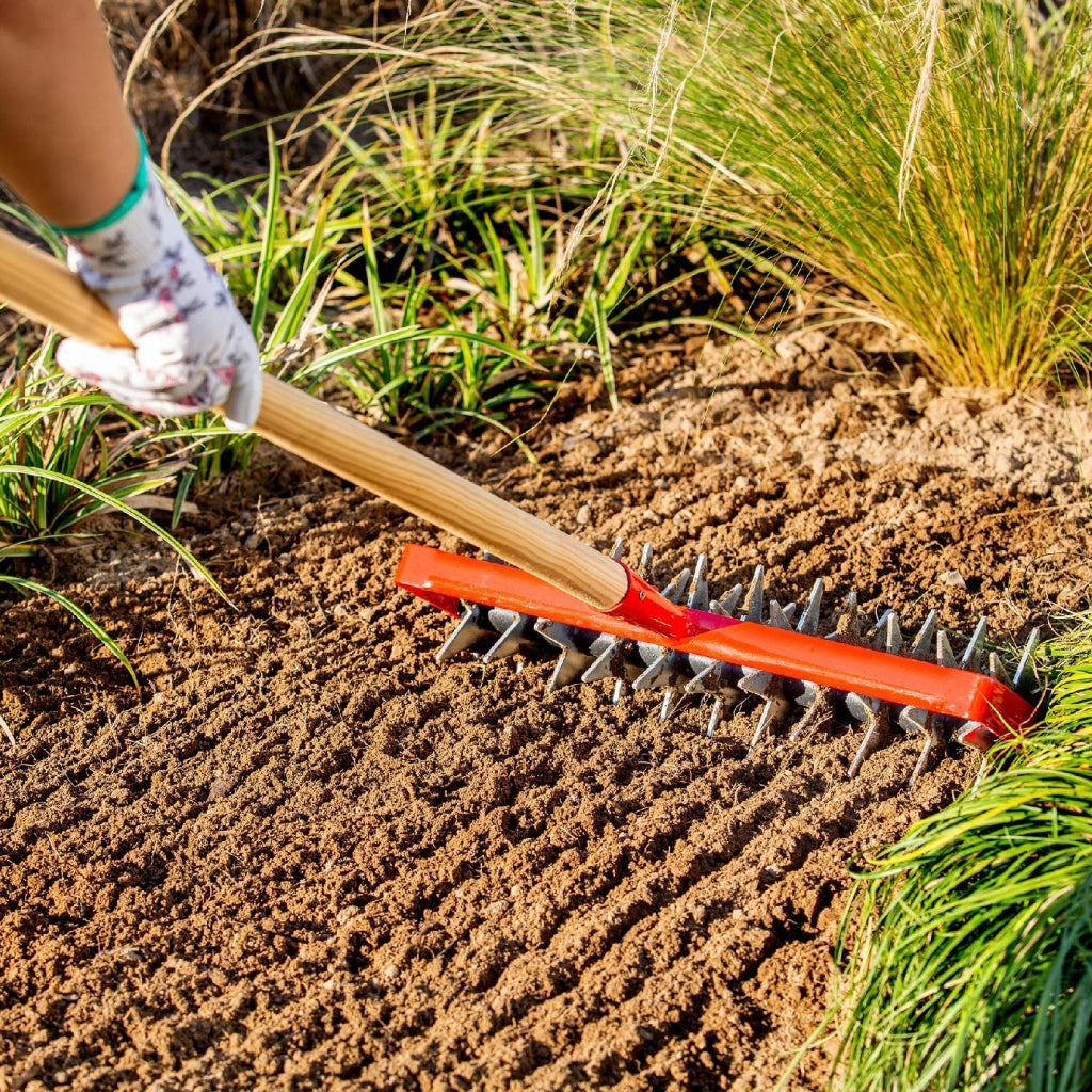 KADAX Coltivatore manuale per la lavorazione del terreno, arieggiatore da giardino, 145 cm, rotativo