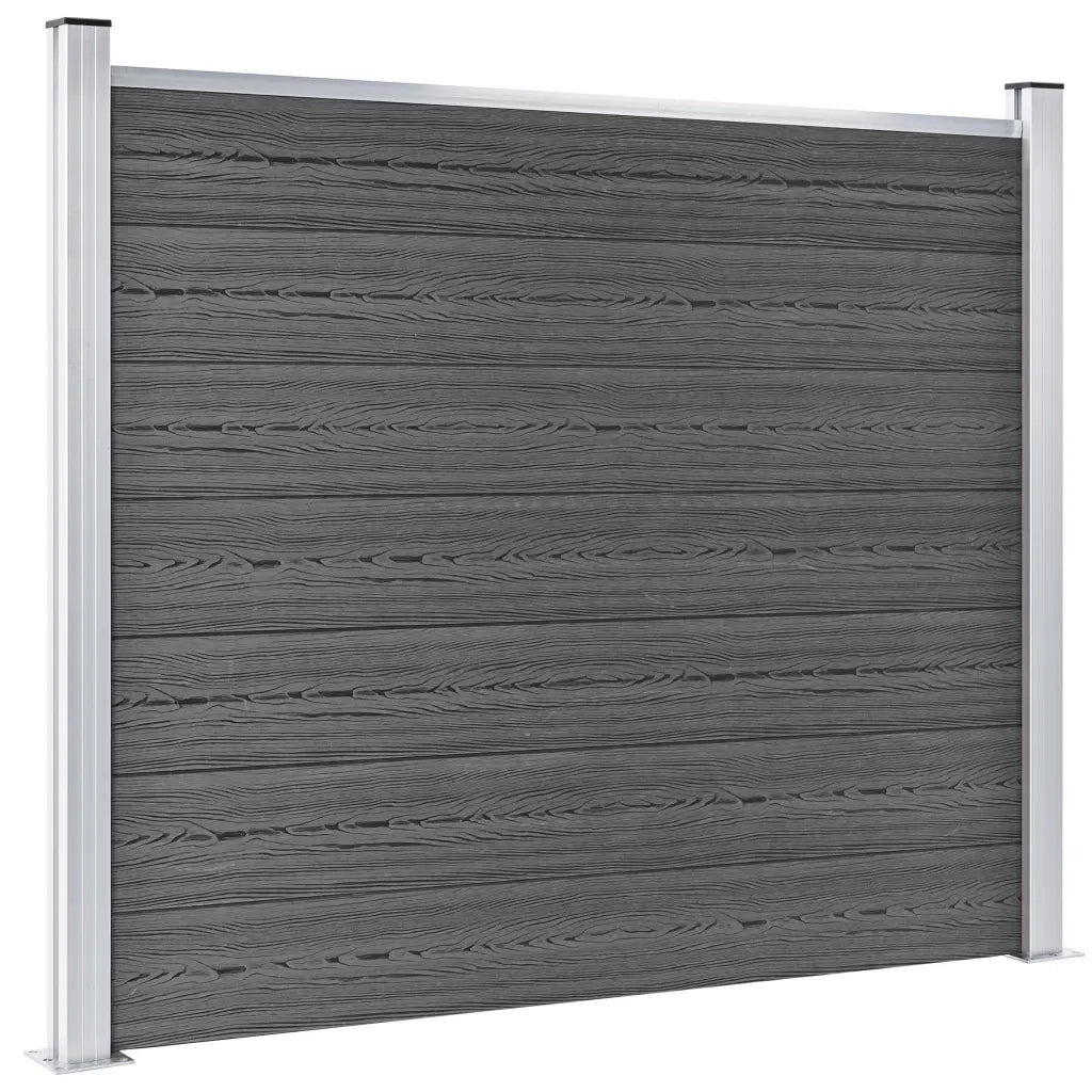 Set Pannelli di Recinzione in WPC 353x146 cm Nero