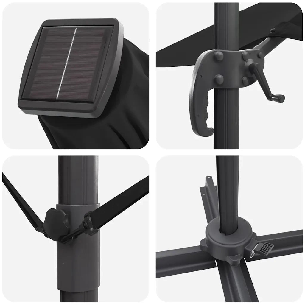 Ombrello | Parasolne Nero 286 x 284 x 270 cm Alluminio e Poliestere