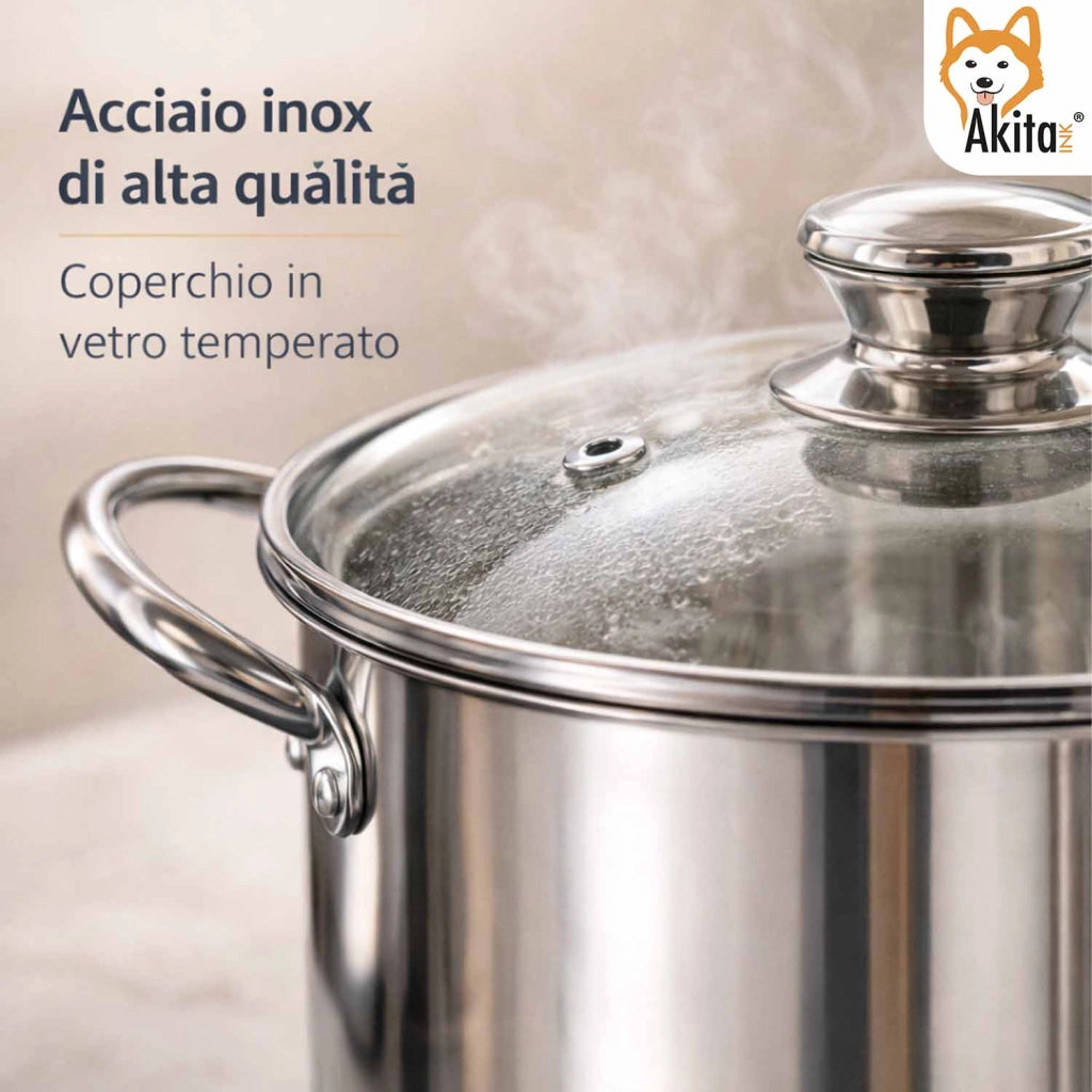 Akitaink Bollipasta Inox 22 cm Cestello Coperchio
