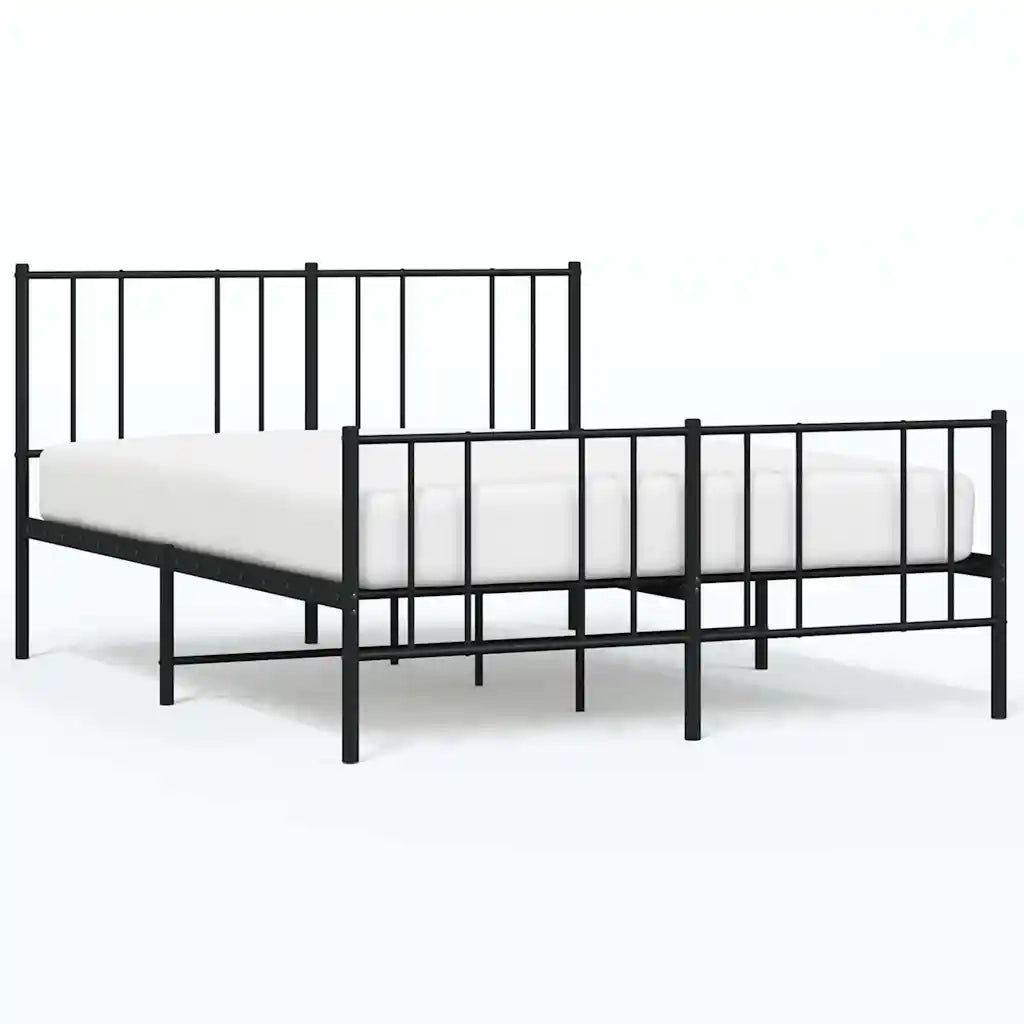 Giroletto senza Materasso con Pediera-Struttura Letto in Metallo Nero 160x200 cm 138538
