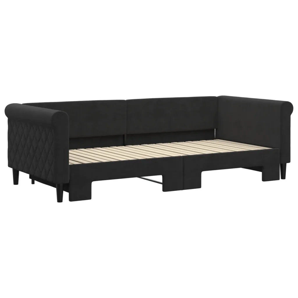 Divano Letto con Letto Estraibile Nero 90x200 cm in Velluto 3197775
