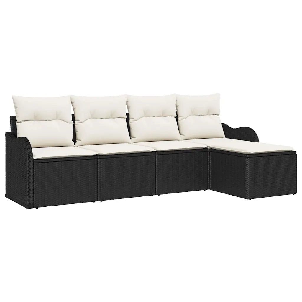 Set Divano da Giardino Nero polyrattan