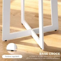 Tavolo da Pranzo Rotondo Moderno per 4 Persone, Ø100x75cm, Legno Naturale e Bianco