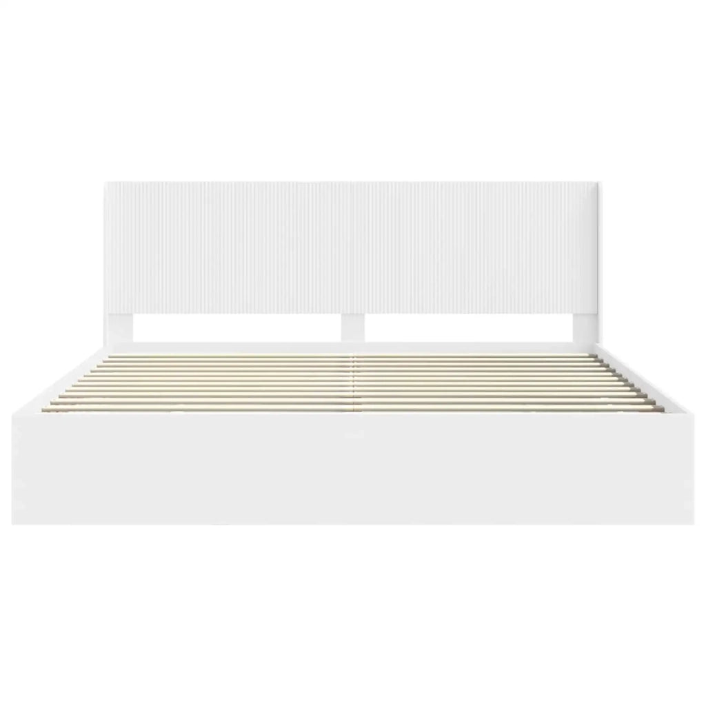 Struttura del letto con stoccaggio e testata Bianco 3413917