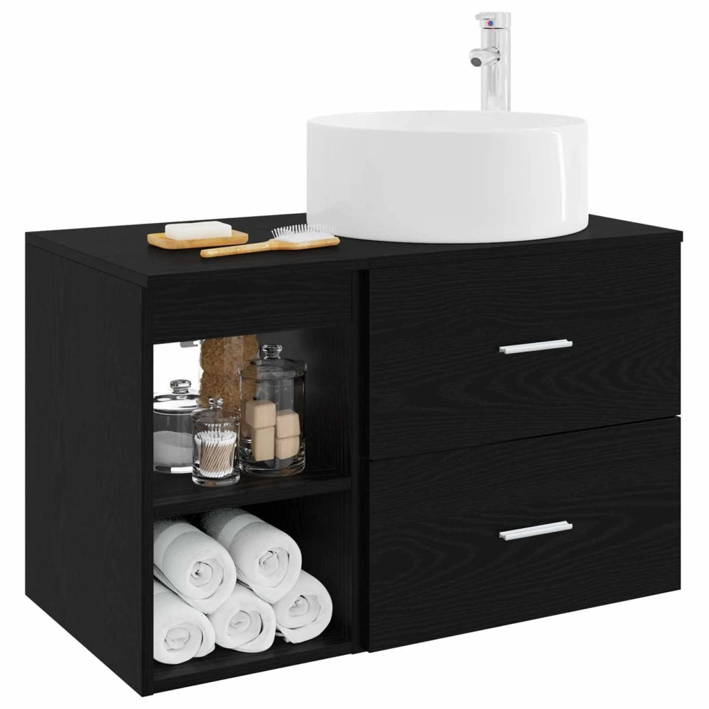 Set di mobili per il bagno 2 pz Rovere Nero 3403929