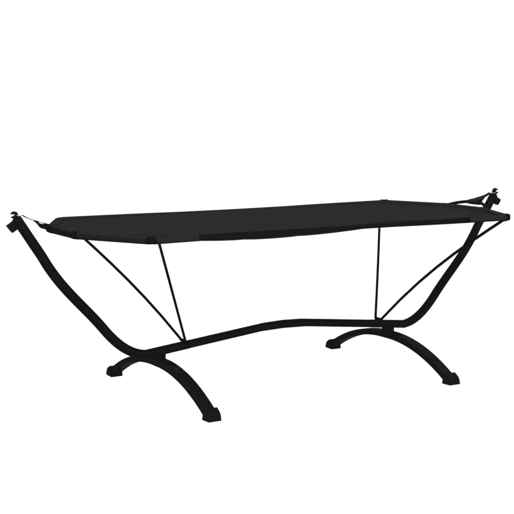 Lettino con Tettuccio per Esterni Nero Acciaio e Tessuto Oxford CFW6713977