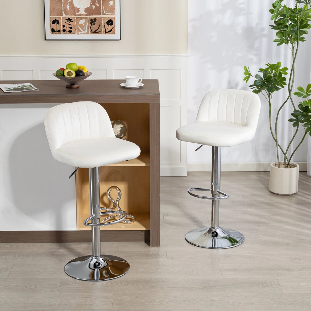 Sgabelli da Bar ¨C zephmum ¨C Altura Regolabile 43x45x81-101 cm Crema