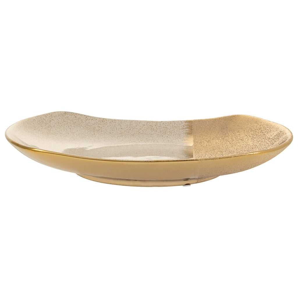 Centrotavola in ceramica dorata 38x26,5x5,5h