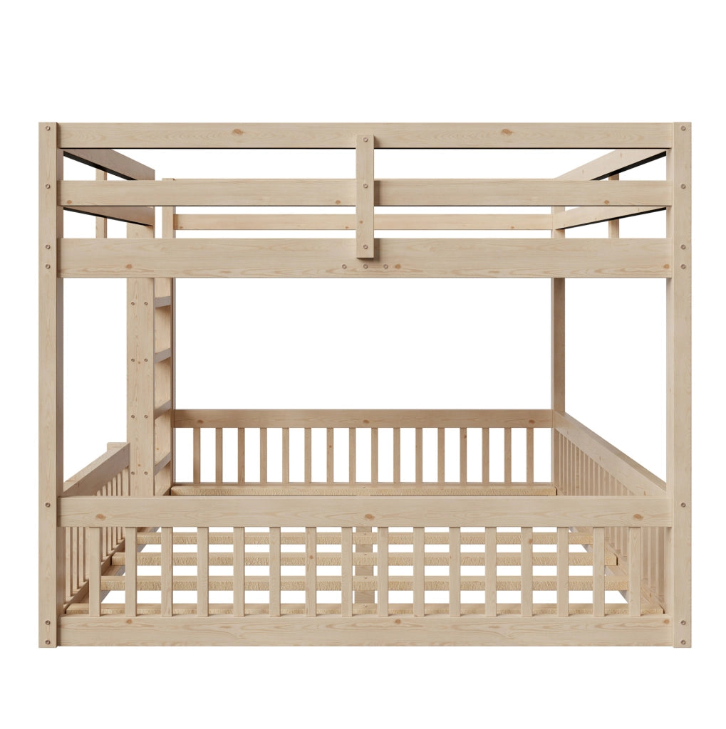 LETTO A CASTELLO 160x200 cm in Pino e MDF Naturale con Sponde