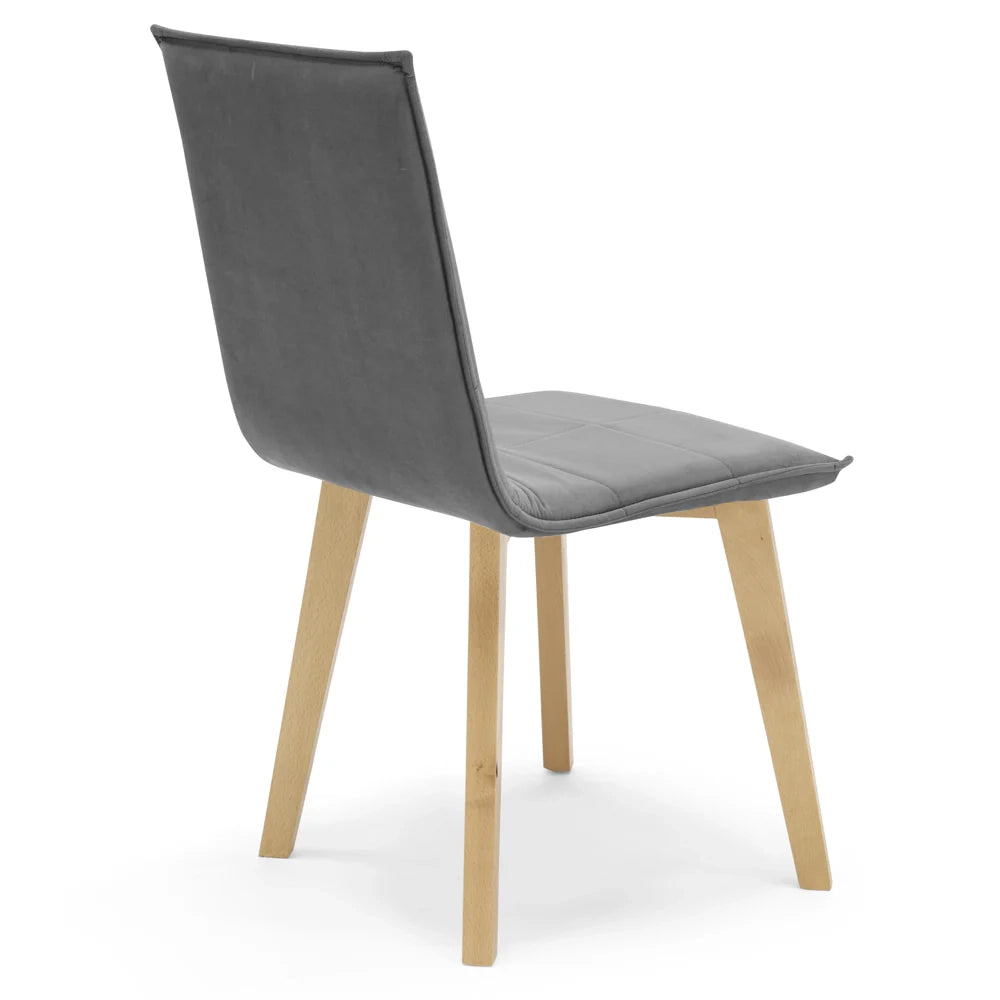 Set 6 sedie Imbottite MARILU', struttura robusta in legno, ideale per sala da pranzo, soggiorno, ufficio, sale d'attesa, tessuto trapuntato a rettangoli colore Grigio, Design moderno