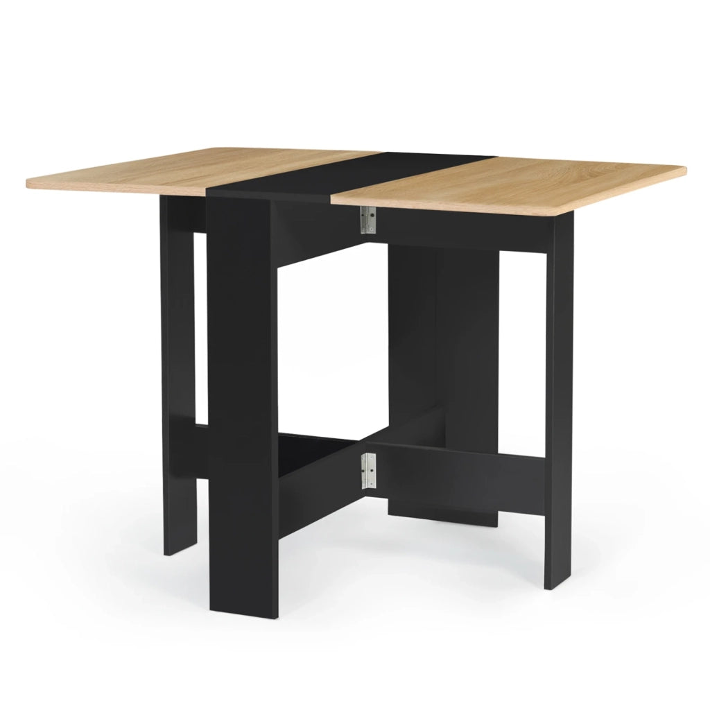 IDMarket - Tavolo consolle pieghevole EDI 2-4 persone in legno nero piano in faggio