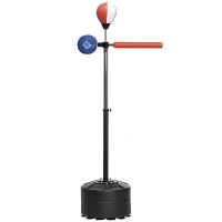 Sacco Boxe da Terra con Barra Girevole, Speedball e Colpitore, in Acciaio, HDPE e PU, 80.5x48x163-205 cm