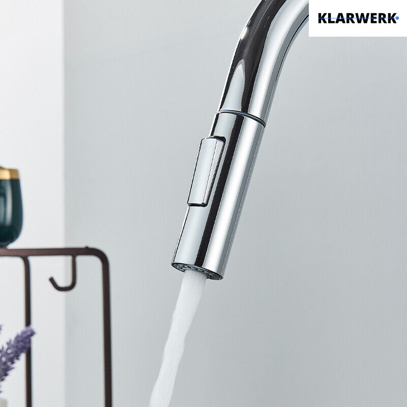 JANA | Rubinetto cucina estensibile Premium in acciaio inox cromato | Miscelatore arco alto gastronomia alta pressione ruotabile a 360° 2 attacchi