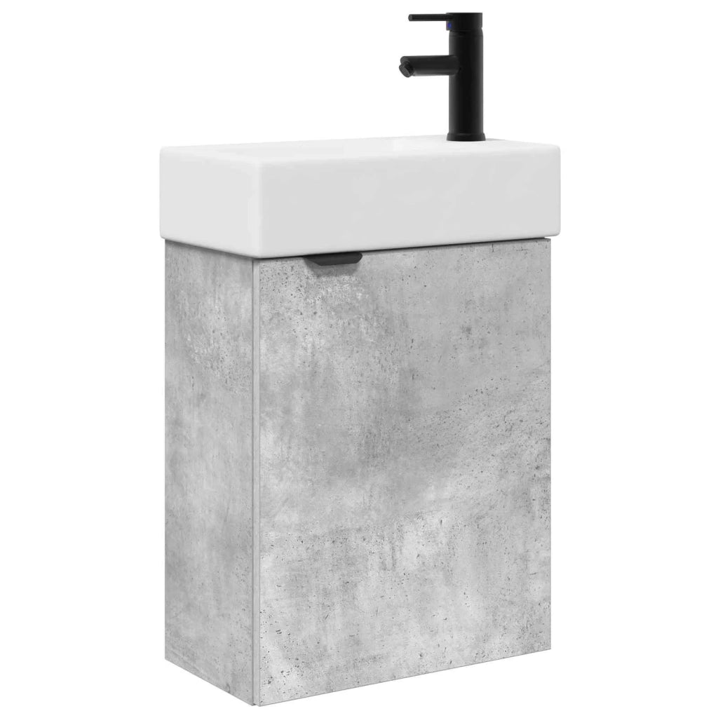 Mobile bagno con rubinetto Grigio Cemento 45,5 x 22,5 x 84 cm 889436