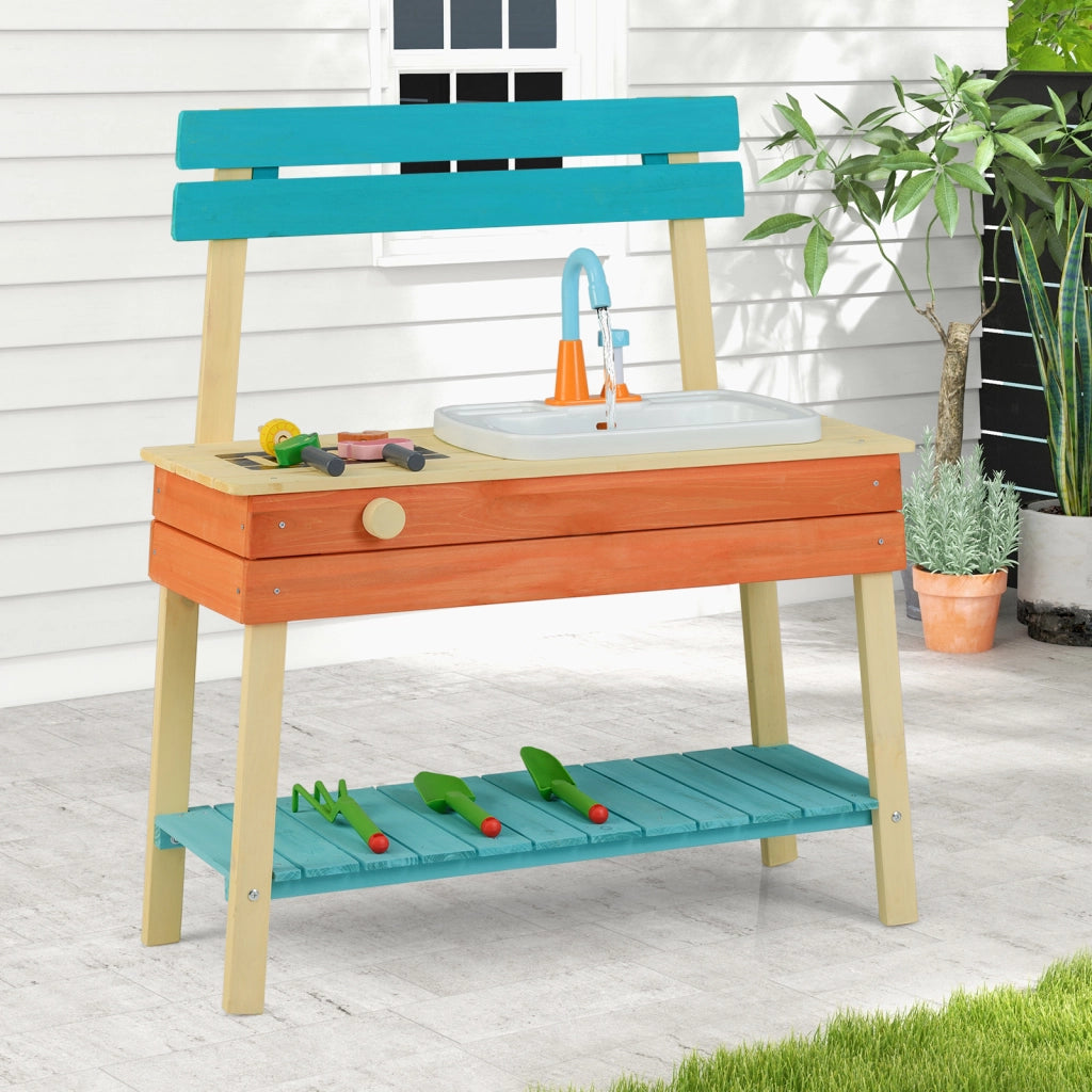 Cucina da gioco legno bambini cibo spiedini griglia manopola rotante rubinetto-Set cucina legno accessori giardinaggio per bambini 3-8 anni