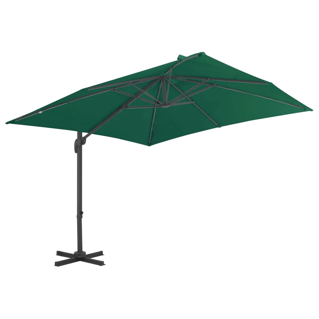 Ombrellone a braccio con palo in alluminio 300 x 300 cm verde 02_0008511